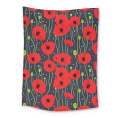 Background Poppies Flowers Seamless Ornamental Medium Tapestry by Ravend