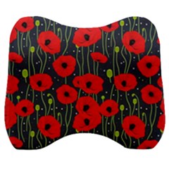 Background Poppies Flowers Seamless Ornamental Velour Head Support Cushion by Ravend