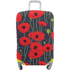 Background Poppies Flowers Seamless Ornamental Luggage Cover (large) by Ravend