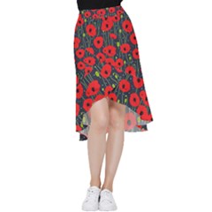 Background Poppies Flowers Seamless Ornamental Frill Hi Low Chiffon Skirt by Ravend