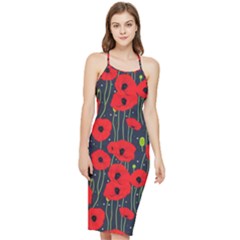 Background Poppies Flowers Seamless Ornamental Bodycon Cross Back Summer Dress by Ravend