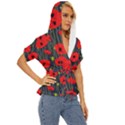 Background Poppies Flowers Seamless Ornamental Lightweight Drawstring Hooded Top View3