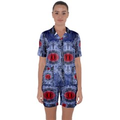 Art Robot Artificial Intelligence Technology Satin Short Sleeve Pajamas Set by Ravend