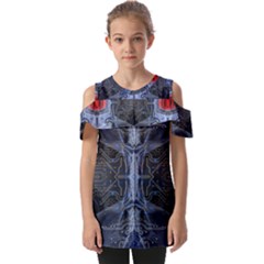 Art Robot Artificial Intelligence Technology Fold Over Open Sleeve Top