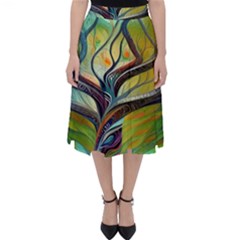 Tree Magical Colorful Abstract Metaphysical Classic Midi Skirt by Ravend