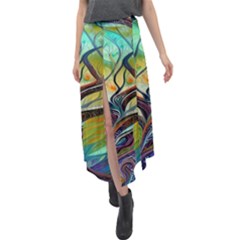 Tree Magical Colorful Abstract Metaphysical Velour Split Maxi Skirt by Ravend