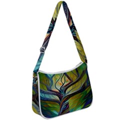 Tree Magical Colorful Abstract Metaphysical Zip Up Shoulder Bag by Ravend