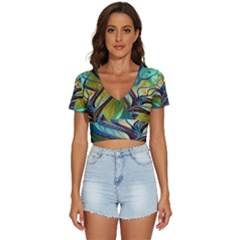 Tree Magical Colorful Abstract Metaphysical V-neck Crop Top