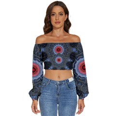 Art Robots Artificial Intelligence Technology Long Sleeve Crinkled Weave Crop Top