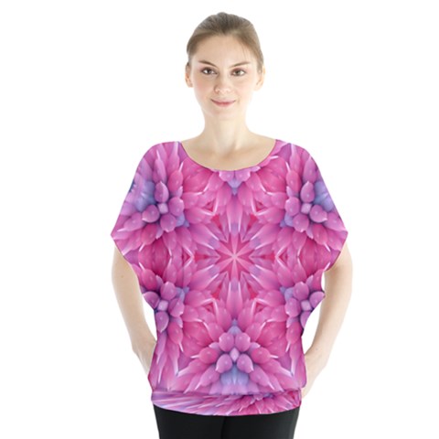 Art Rosette Pattern Background Floral Pattern Batwing Chiffon Blouse by Ravend