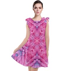 Art Rosette Pattern Background Floral Pattern Tie Up Tunic Dress by Ravend