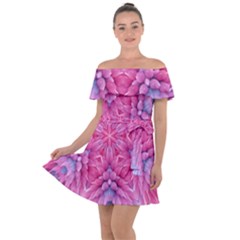 Art Rosette Pattern Background Floral Pattern Off Shoulder Velour Dress by Ravend