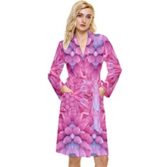 Art Rosette Pattern Background Floral Pattern Long Sleeve Velour Robe by Ravend