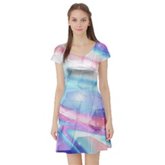 Polygons Bokeh Geometric Art Geometric Background Short Sleeve Skater Dress by Ravend