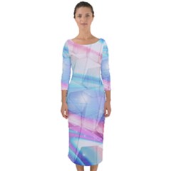 Polygons Bokeh Geometric Art Geometric Background Quarter Sleeve Midi Bodycon Dress by Ravend