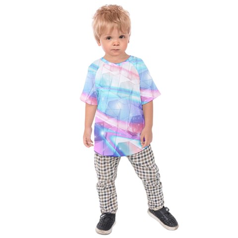 Polygons Bokeh Geometric Art Geometric Background Kids  Raglan Tee by Ravend