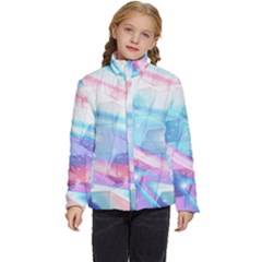 Polygons Bokeh Geometric Art Geometric Background Kids  Puffer Bubble Jacket Coat by Ravend