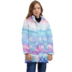 Polygons Bokeh Geometric Art Geometric Background Kid s Hooded Longline Puffer Jacket by Ravend