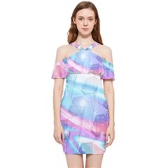 Polygons Bokeh Geometric Art Geometric Background Shoulder Frill Bodycon Summer Dress by Ravend