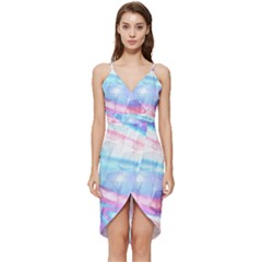 Polygons Bokeh Geometric Art Geometric Background Wrap Frill Dress by Ravend