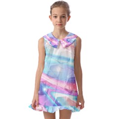 Polygons Bokeh Geometric Art Geometric Background Kids  Pilgrim Collar Ruffle Hem Dress