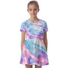 Polygons Bokeh Geometric Art Geometric Background Kids  Short Sleeve Pinafore Style Dress