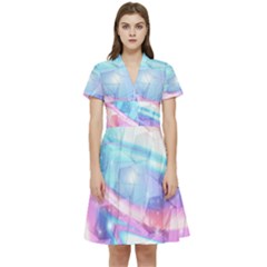 Polygons Bokeh Geometric Art Geometric Background Short Sleeve Waist Detail Dress by Ravend