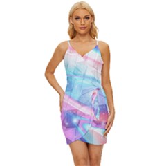 Polygons Bokeh Geometric Art Geometric Background Wrap Tie Front Dress by Ravend