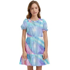 Polygons Bokeh Geometric Art Geometric Background Kids  Puff Sleeved Dress by Ravend