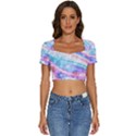 Polygons Bokeh Geometric Art Geometric Background Short Sleeve Square Neckline Crop Top  View1