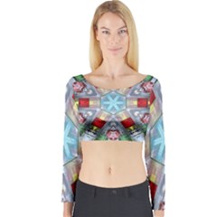 Geometric Symmetrical Symmetry Data Futuristic Long Sleeve Crop Top by Ravend