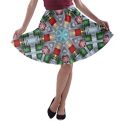 Geometric Symmetrical Symmetry Data Futuristic A-line Skater Skirt by Ravend