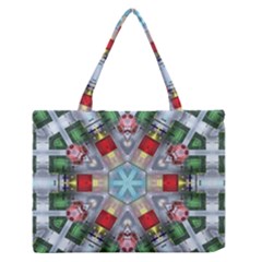 Geometric Symmetrical Symmetry Data Futuristic Zipper Medium Tote Bag by Ravend