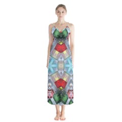 Geometric Symmetrical Symmetry Data Futuristic Button Up Chiffon Maxi Dress by Ravend