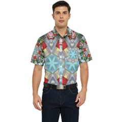 Geometric Symmetrical Symmetry Data Futuristic Men s Short Sleeve Pocket Shirt  by Ravend