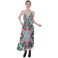 Geometric Symmetrical Symmetry Data Futuristic Tie Back Maxi Dress by Ravend