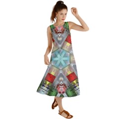 Geometric Symmetrical Symmetry Data Futuristic Summer Maxi Dress by Ravend