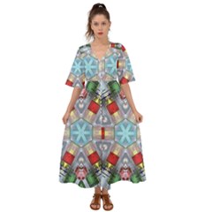 Geometric Symmetrical Symmetry Data Futuristic Kimono Sleeve Boho Dress by Ravend