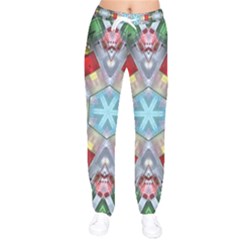 Geometric Symmetrical Symmetry Data Futuristic Women Velvet Drawstring Pants by Ravend