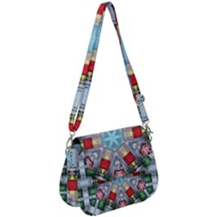 Geometric Symmetrical Symmetry Data Futuristic Saddle Handbag by Ravend