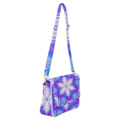 Snowflake Kaleidoscope Template Background Shoulder Bag With Back Zipper by Ravend