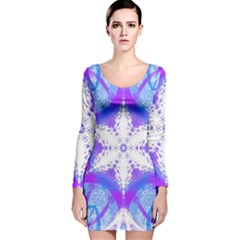 Snowflake Kaleidoscope Template Background Long Sleeve Velvet Bodycon Dress