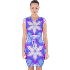 Snowflake Kaleidoscope Template Background Capsleeve Drawstring Dress  by Ravend