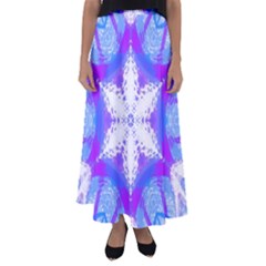 Snowflake Kaleidoscope Template Background Flared Maxi Skirt by Ravend