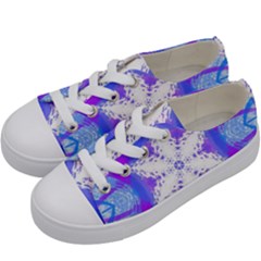 Snowflake Kaleidoscope Template Background Kids  Low Top Canvas Sneakers by Ravend