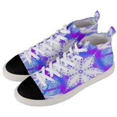 Snowflake Kaleidoscope Template Background Men s Mid-top Canvas Sneakers by Ravend