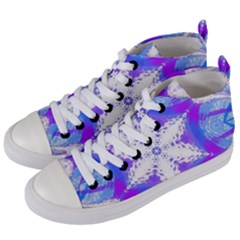 Snowflake Kaleidoscope Template Background Women s Mid-top Canvas Sneakers by Ravend