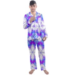 Snowflake Kaleidoscope Template Background Men s Long Sleeve Satin Pajamas Set