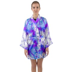 Snowflake Kaleidoscope Template Background Long Sleeve Satin Kimono by Ravend