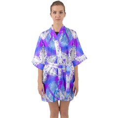 Snowflake Kaleidoscope Template Background Half Sleeve Satin Kimono  by Ravend